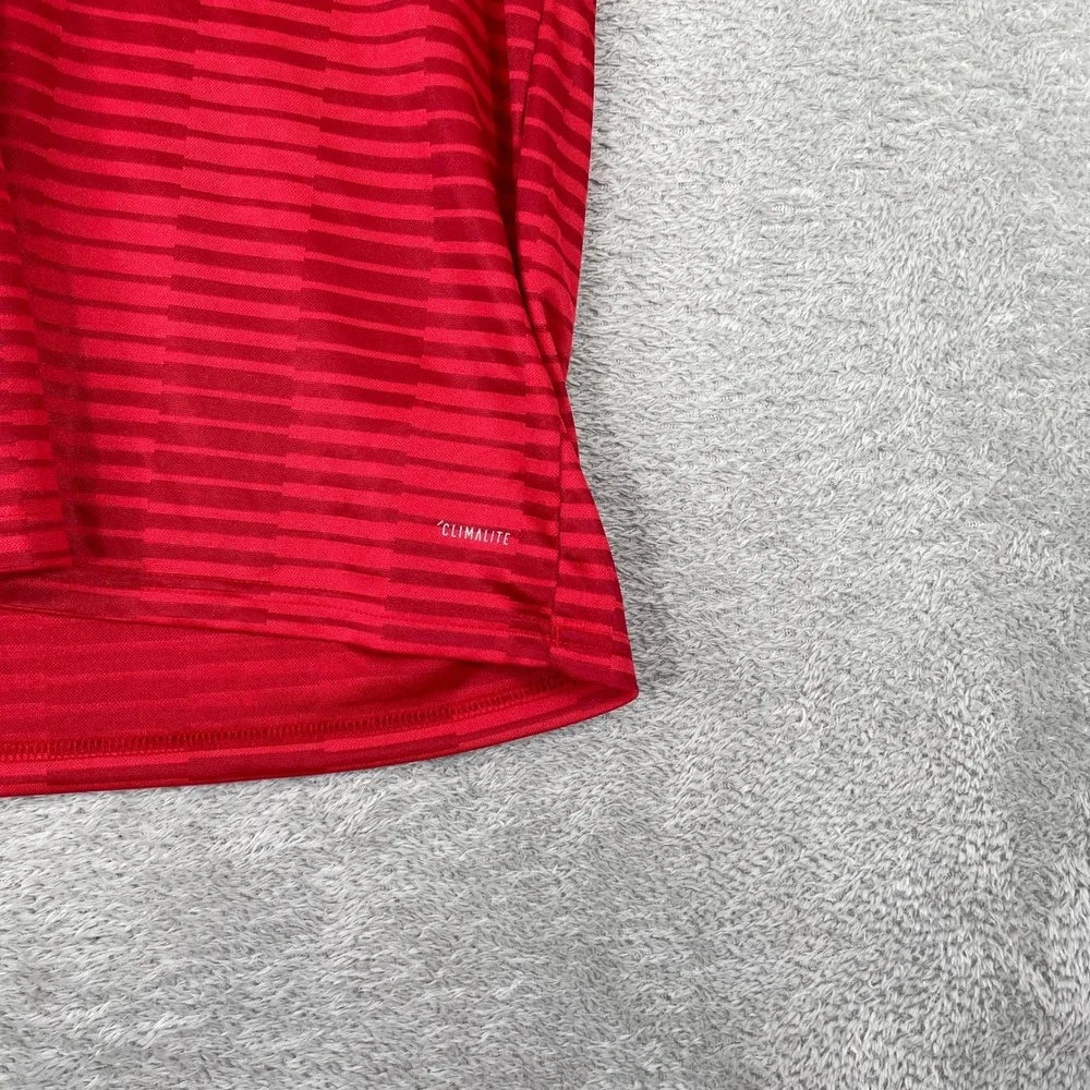 Adidas Soccer Jersey Mens Large Red Climalite Striped Training Activewear Shirt
